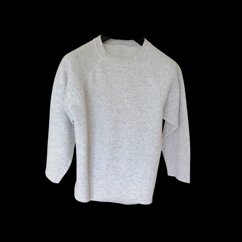 Vintage 70's Heather Gray Raglan Sweatshirt Raw Hem Crewneck Pullover